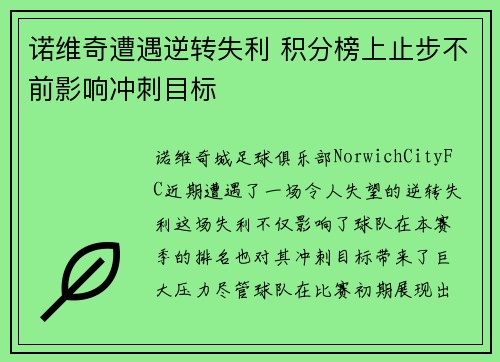 诺维奇遭遇逆转失利 积分榜上止步不前影响冲刺目标